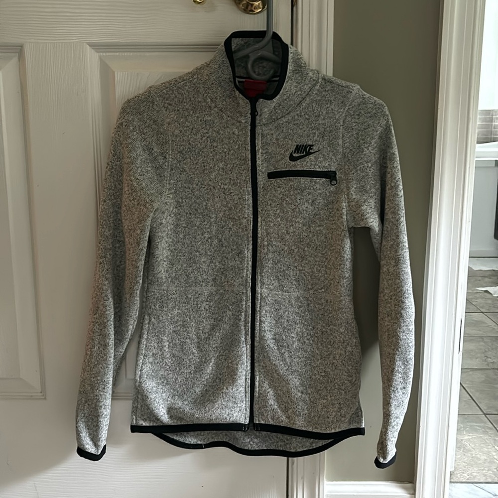 Nike Full Zip Fleece Summit Jacket Heather Grey & Black Zipper XS